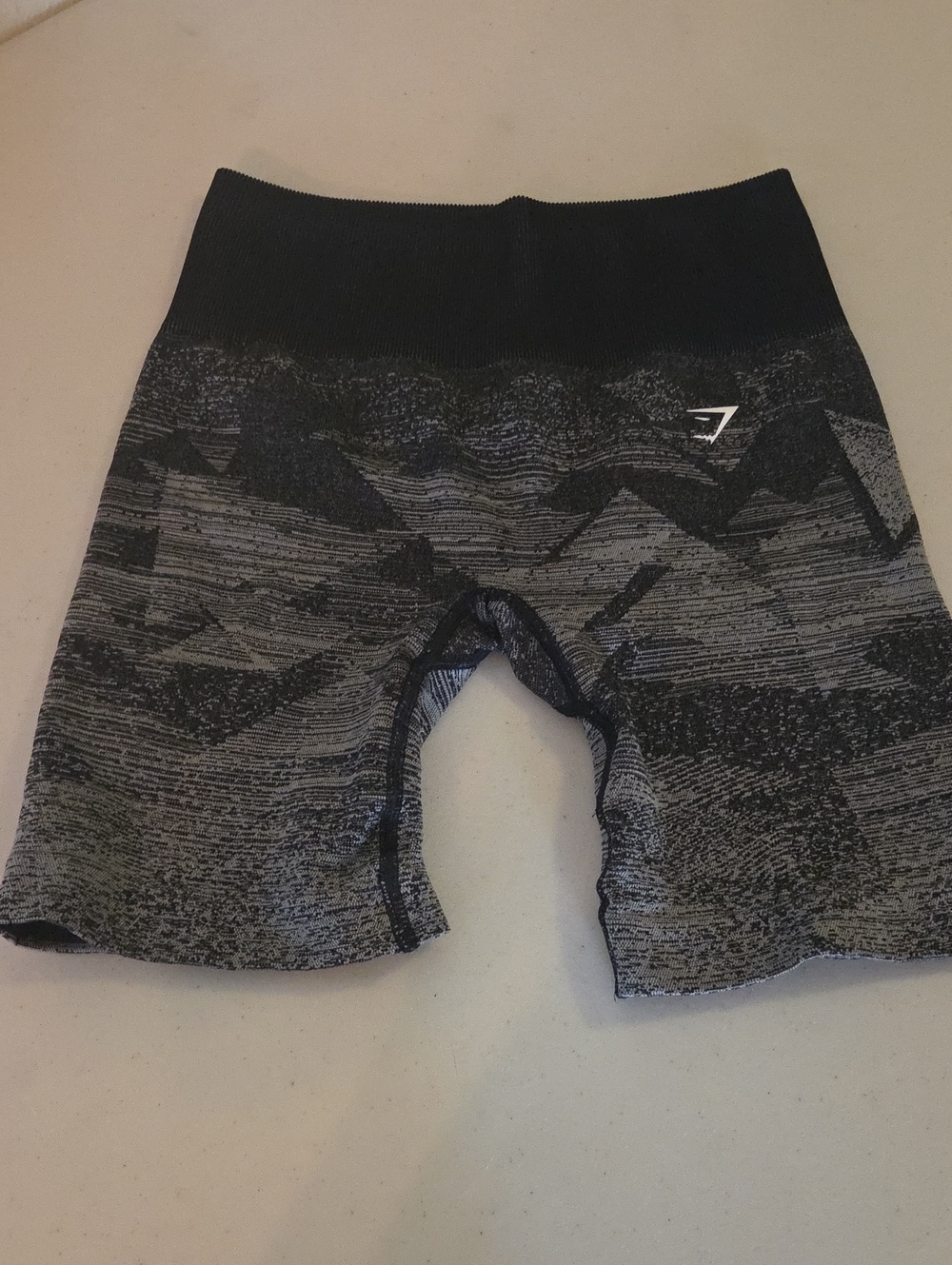 Gymshark Women's Seamless High-Waist Bike Shorts — Black and Gray Pattern